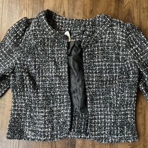 Forever 21 Black White Gray tweed cropped jacket.